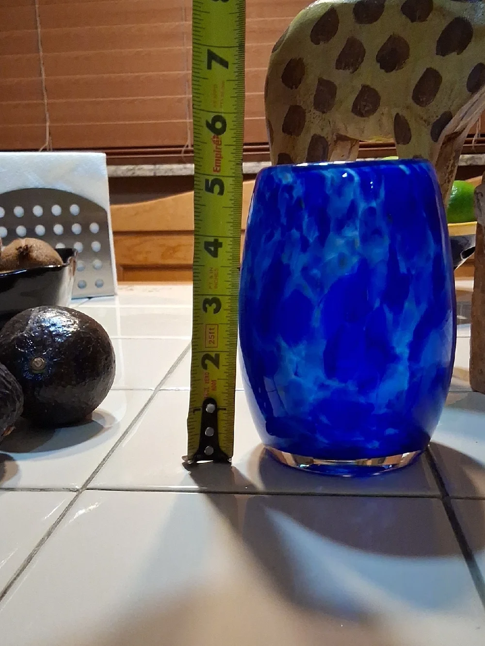 Votive Candle Holder. Art Glass In Lapis Blue  